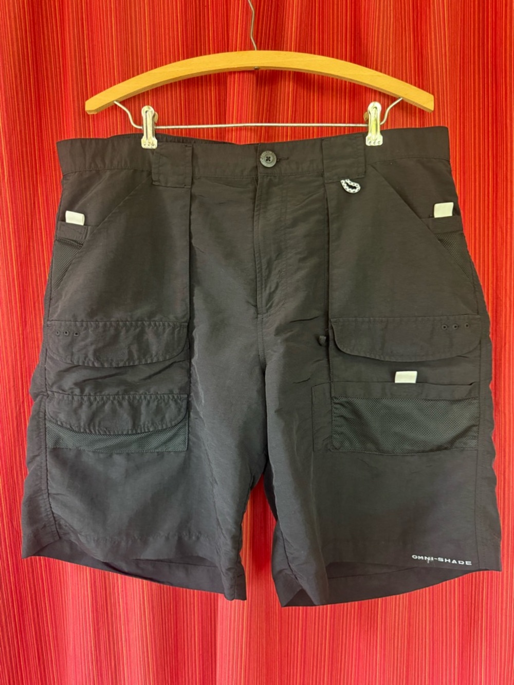 Columbia PFG Omni-Shade SPF Men's Nylon Quick Dry Cargo Shorts Black 38” Waist